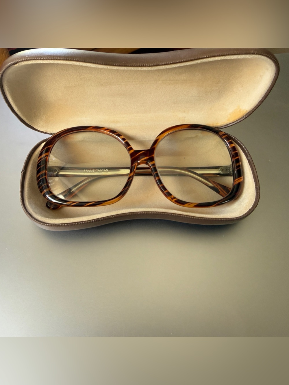 Renauld Eyeglass Frames Vintage 1970s Oversized Tortoiseshell Square with Case